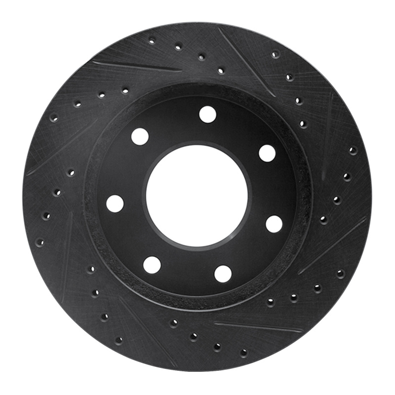 Ford F-250 Brake Rotor (1) - Front Left - R1 Concepts - Drilled & Slotted - Black - `97-`04